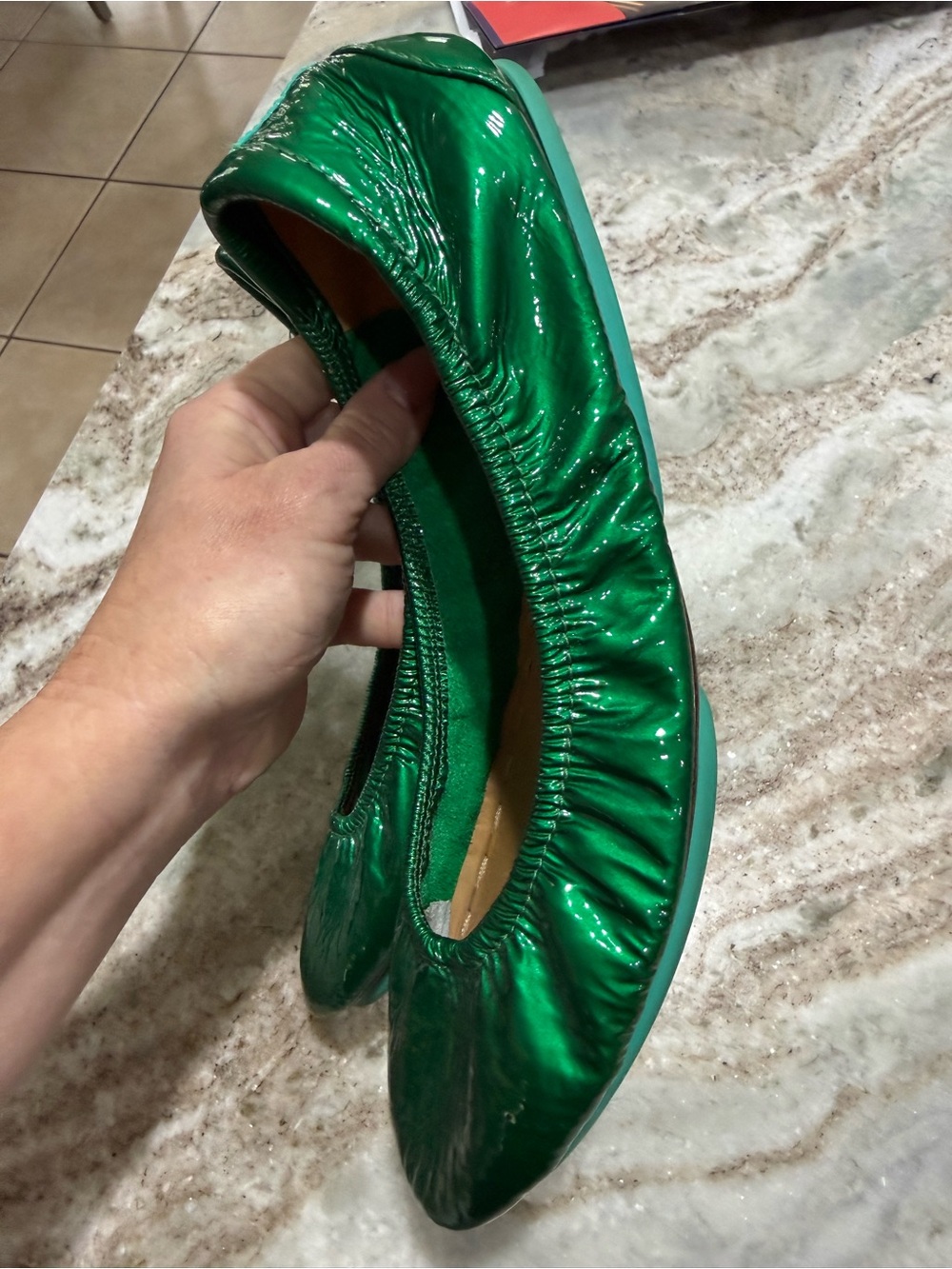 Tieks Emerald Green Patent Leather Ballet Flats - Picture 4 of 5